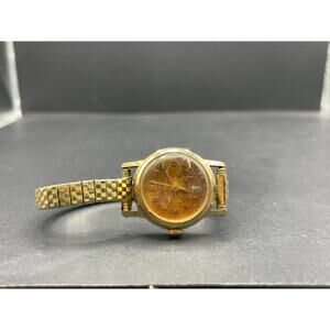 VTG Timex Watch Women 10k Gold Filled Gold Dial Speidel Stainless Steel Band